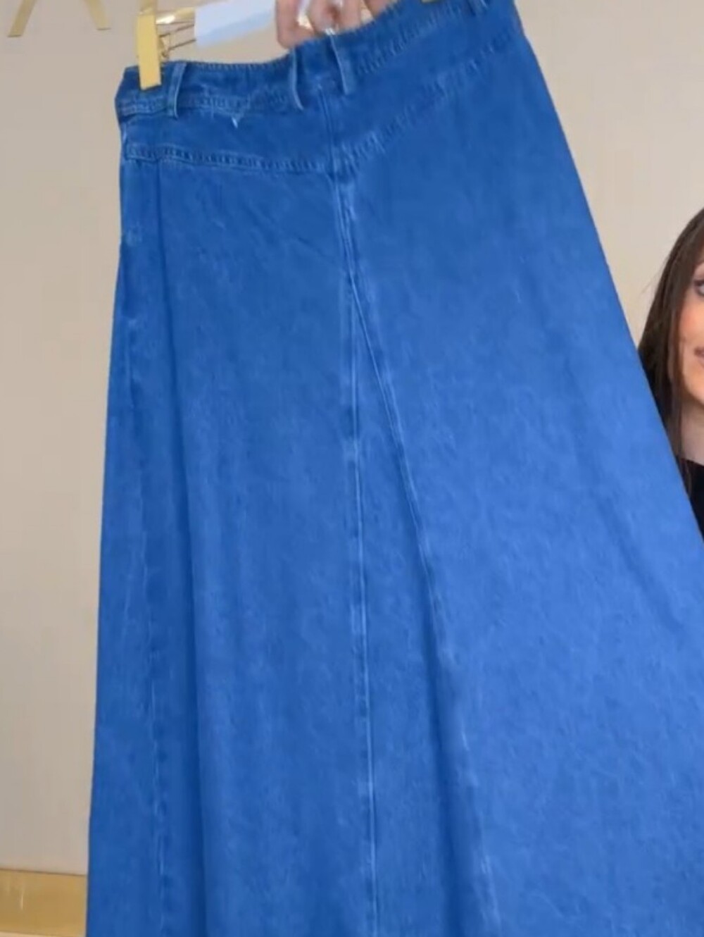 NWOT Aleeza Paris Sample Blue Denim A-Line Maxi Skirt - Picture 3 of 3